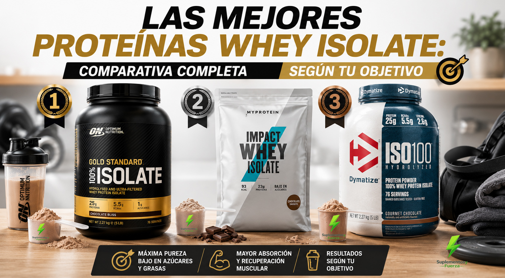Comparativa de proteínas whey isolate