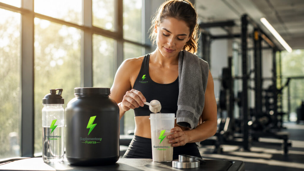 preparando un batido de proteínas