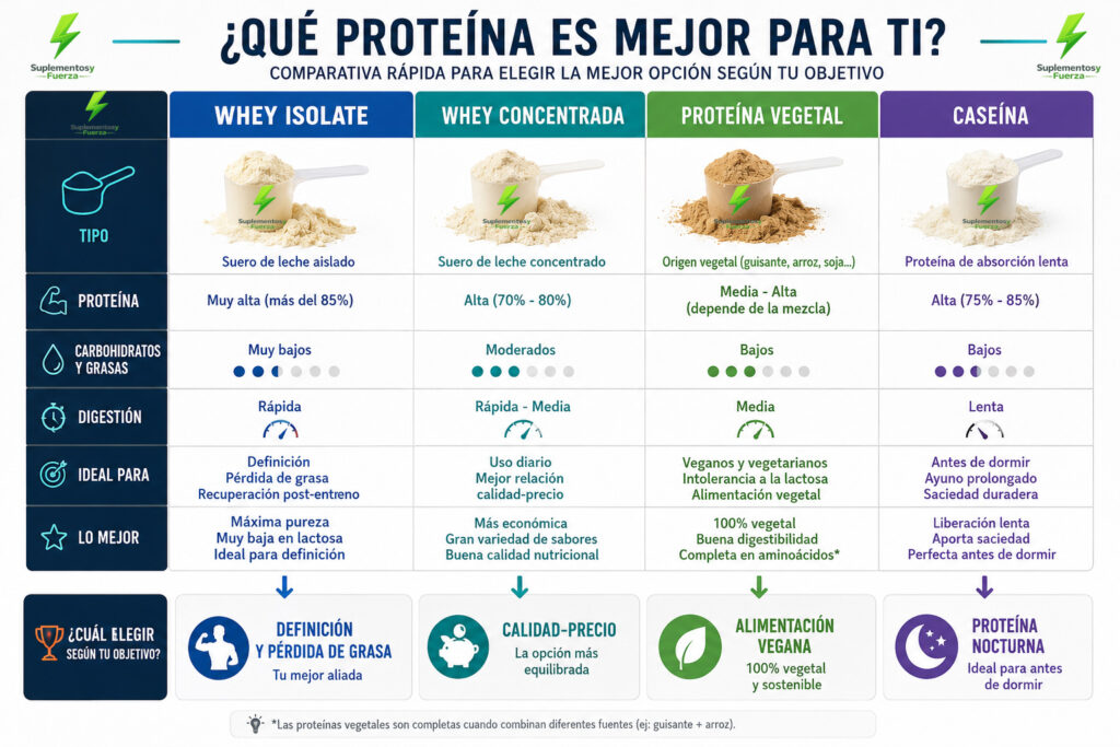Comparativa de proteínas según objetivo