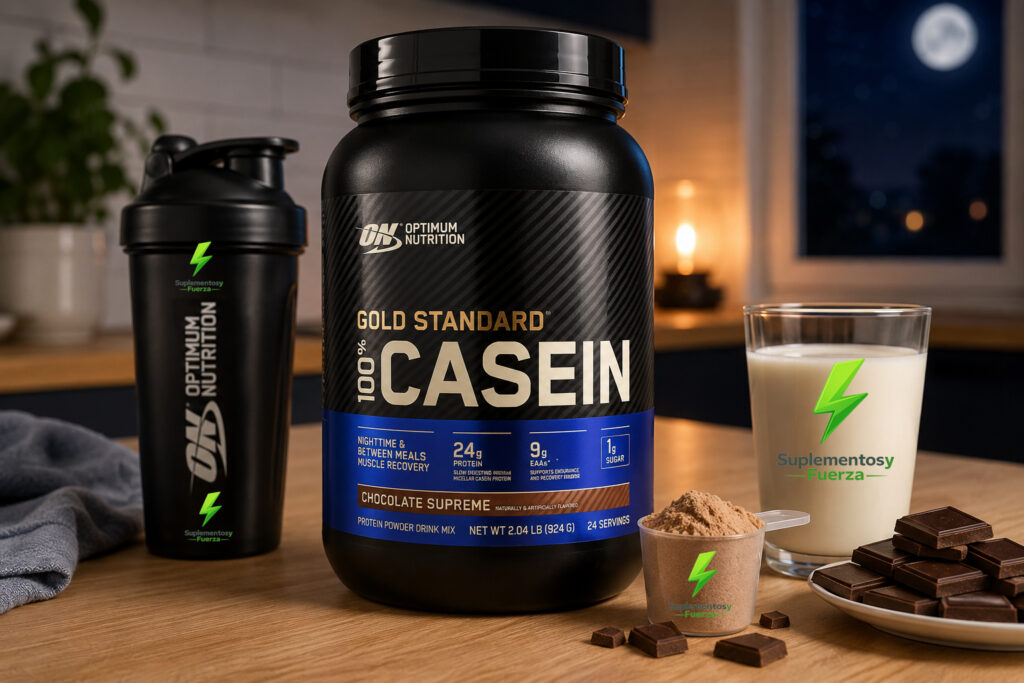 Suplemento nocturno de proteína caseína