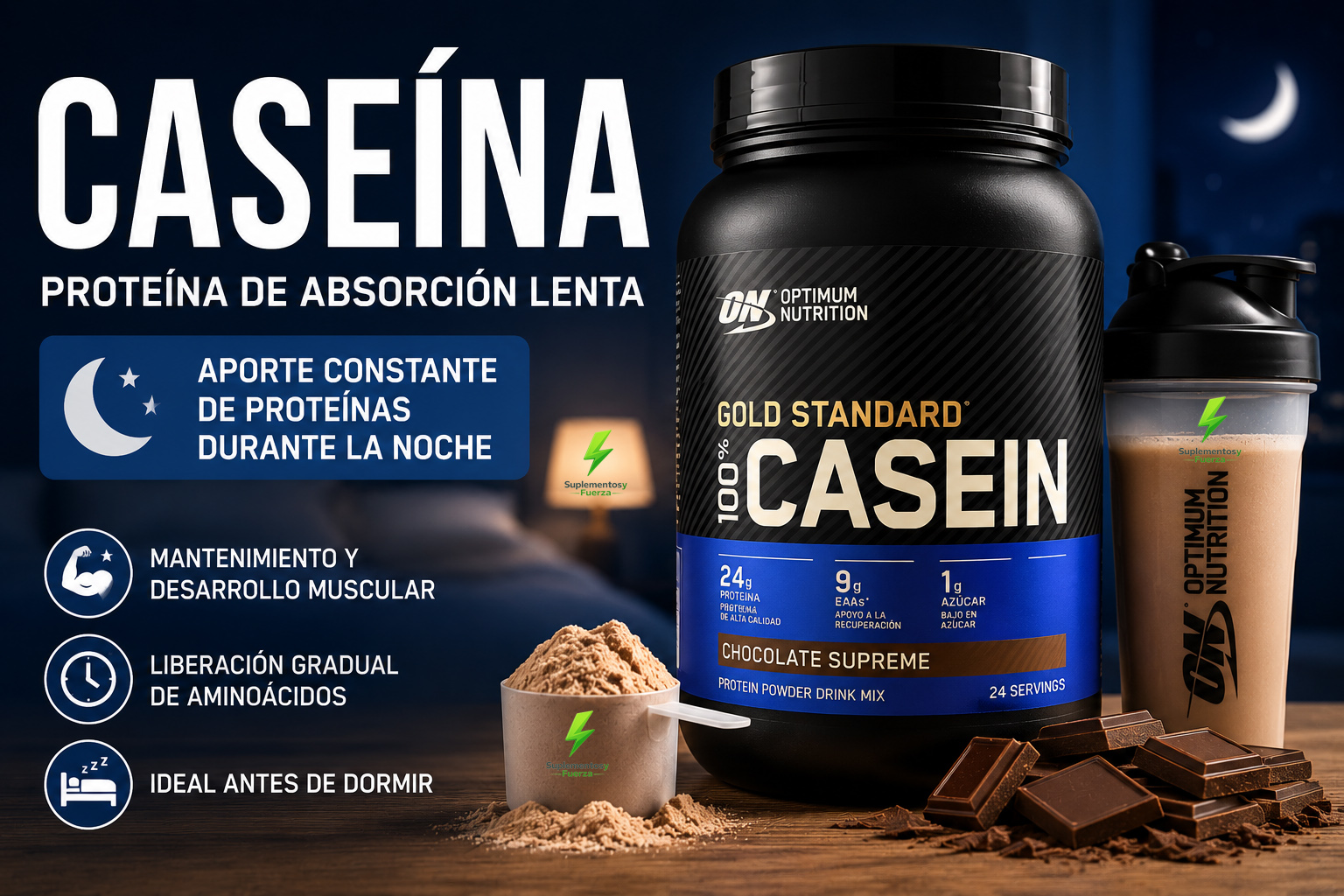 Suplemento proteico de caseína nocturna
