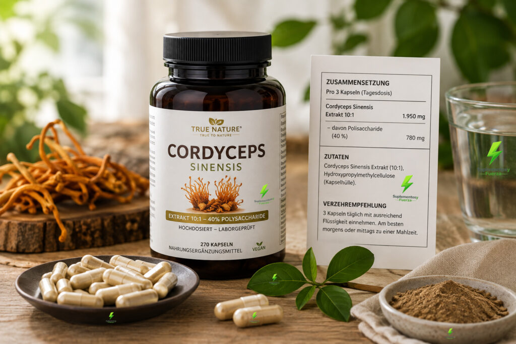 Suplemento de Cordyceps en entorno natural