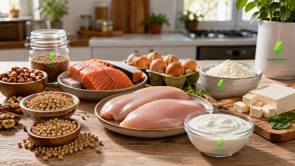 Alimentos ricos en BCAA de forma natural.